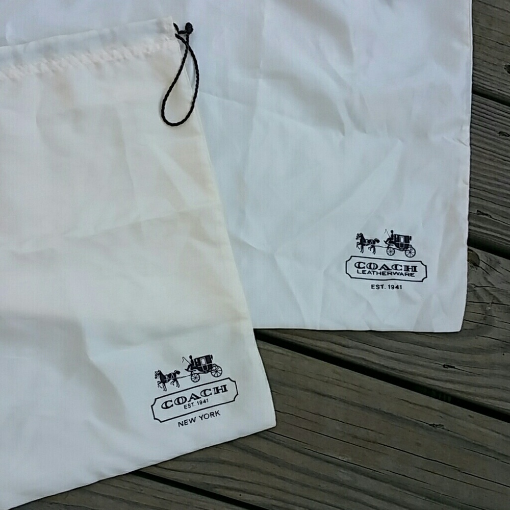 Set of 2 satin Coach dustbags
